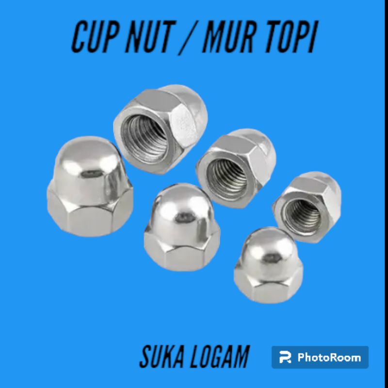 Mur Topi / CAP NUT M10 ( HALUS) Stainless Steel 304 A2-70. Pitch 1.25  Kunci 17