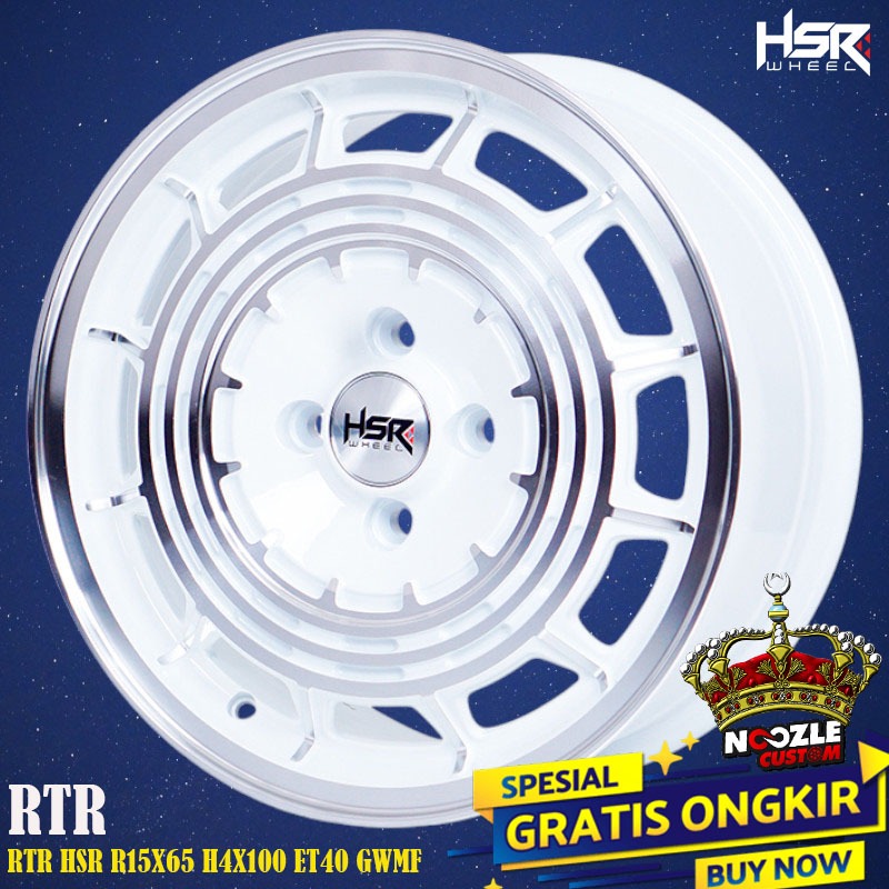 Velg Mobil HSR Warna Putih Lubang 4 Typr HSR RTR Pelek Racing Brio Mobilio Ring 15 Terbaru