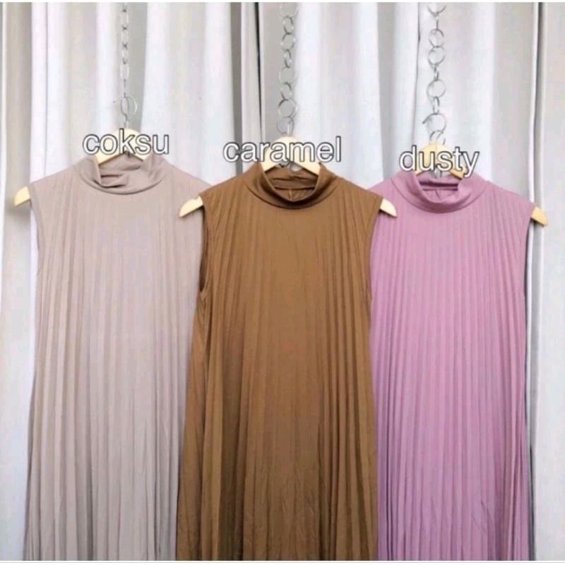 Gamis Plisket Tanpa Lengan Inner Dress Plisket