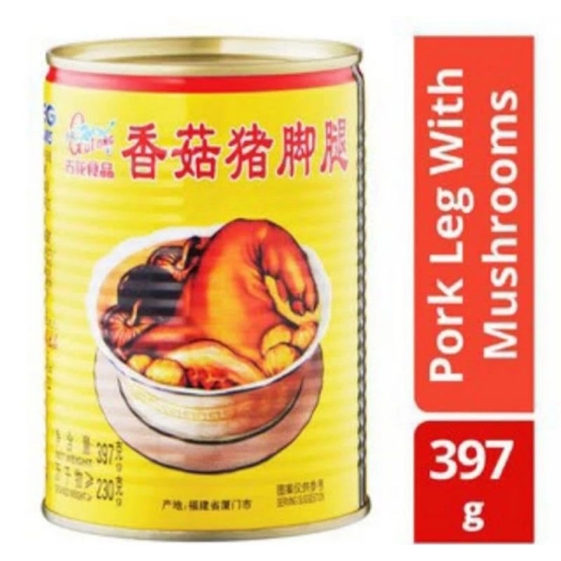 

397g Kaki Babi Kemasan Dalam Kaleng Tukha Gulong Pork Legs With Mushroom.