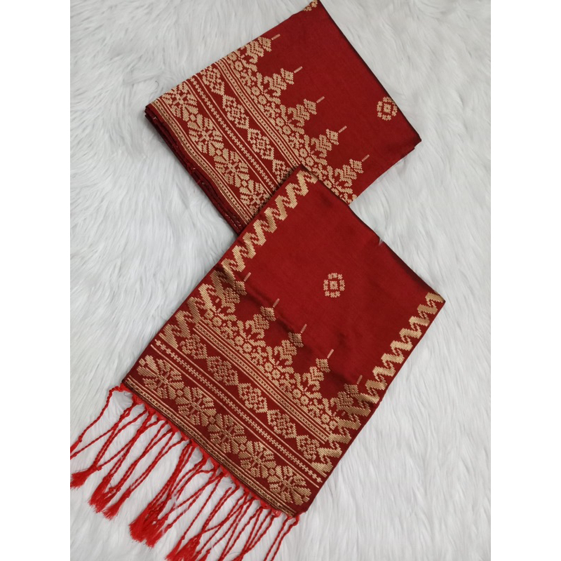 Songket silungkang maroon gold