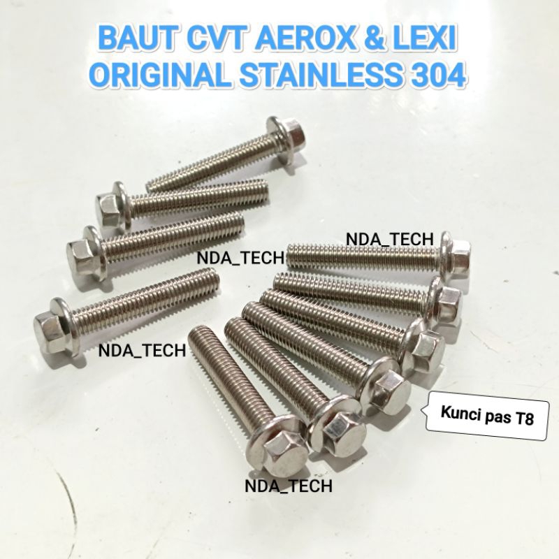 BAUT CVT YAMAHA AEROX LEXI BAUT BLOK CVT AEROX LEXI ORIGINAL STAINLESS 304 ANTI KARAT BAUT CRANKCASE