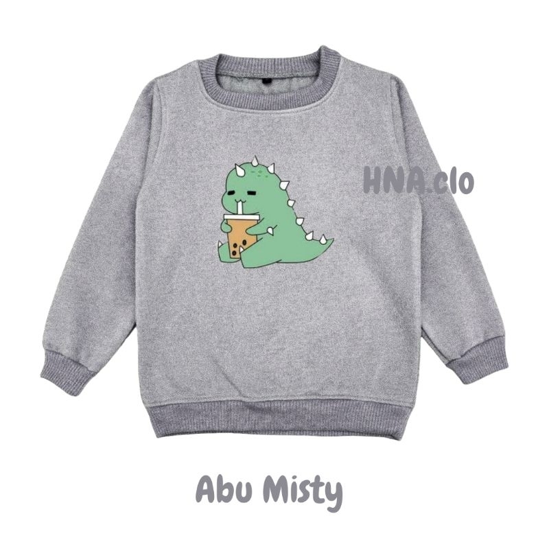 SWEATER CREWNECK ANAK LAKI LAKI PEREMPUAN UNISEX GAMBAR DINO BOBA LUCU UNTUK USIA 2 3 4 5 6 7 8 9 10