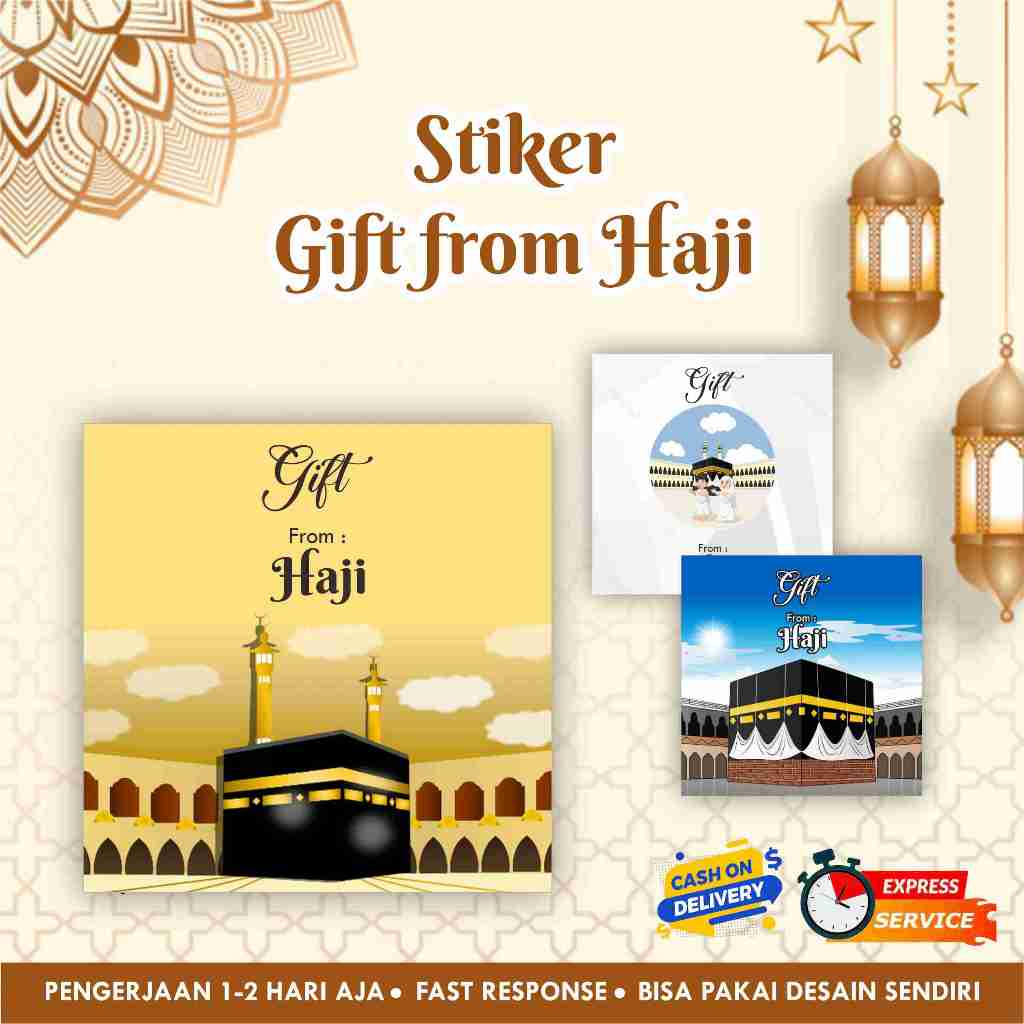 

[117 pcs] Stiker Gift from Haji cromo kotak / Label souvenir