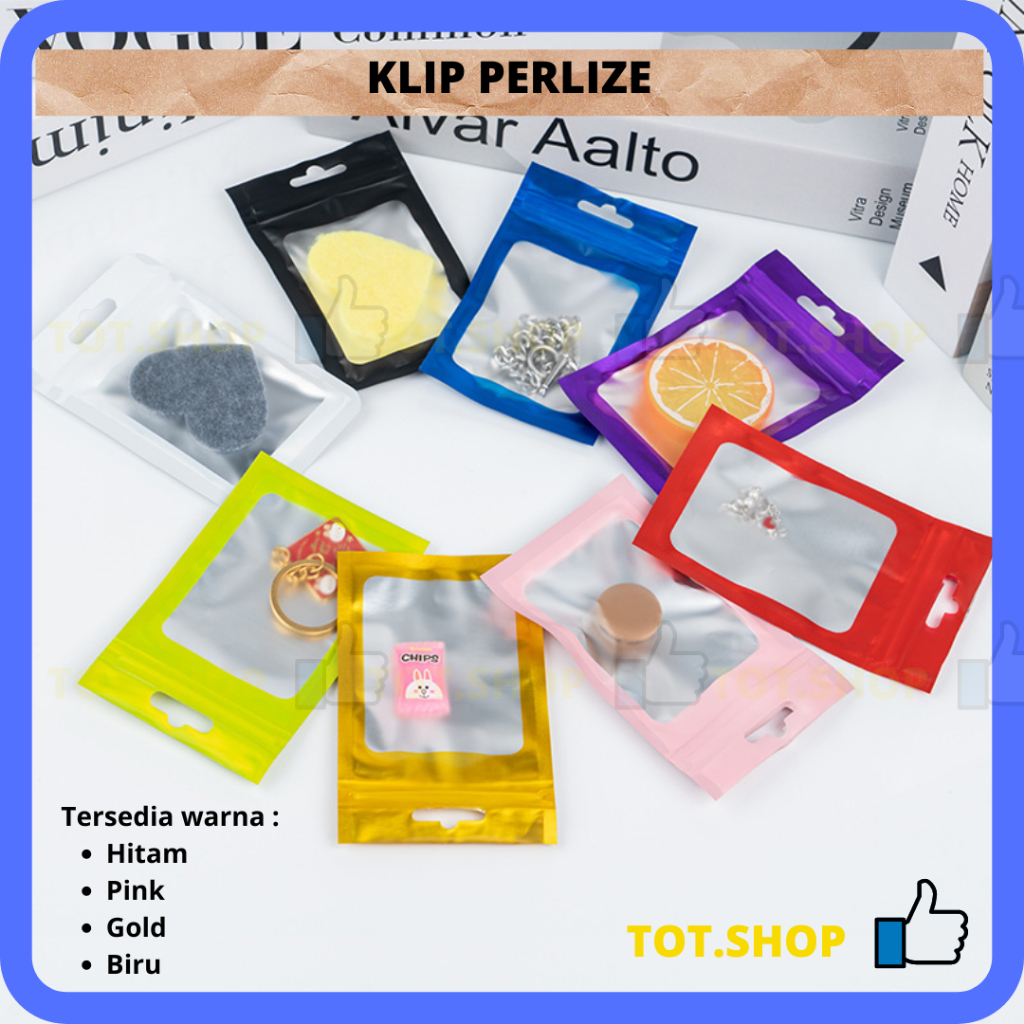 [ECER] Klip Pearlize HITAM/PINK/BIRU/GOLD Plastik Sachet Klip Kemasan Aksesoris Plastik Klip Gantung