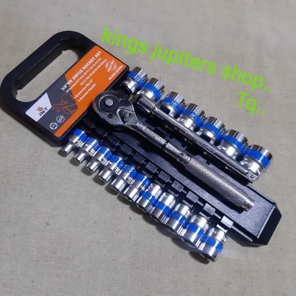 MILI 3/8DR set KUNCI SOK 20PC 6MM - 24MM 6PT IWT JAPAN MATA KUNCI SOCKET SOK SHOCK