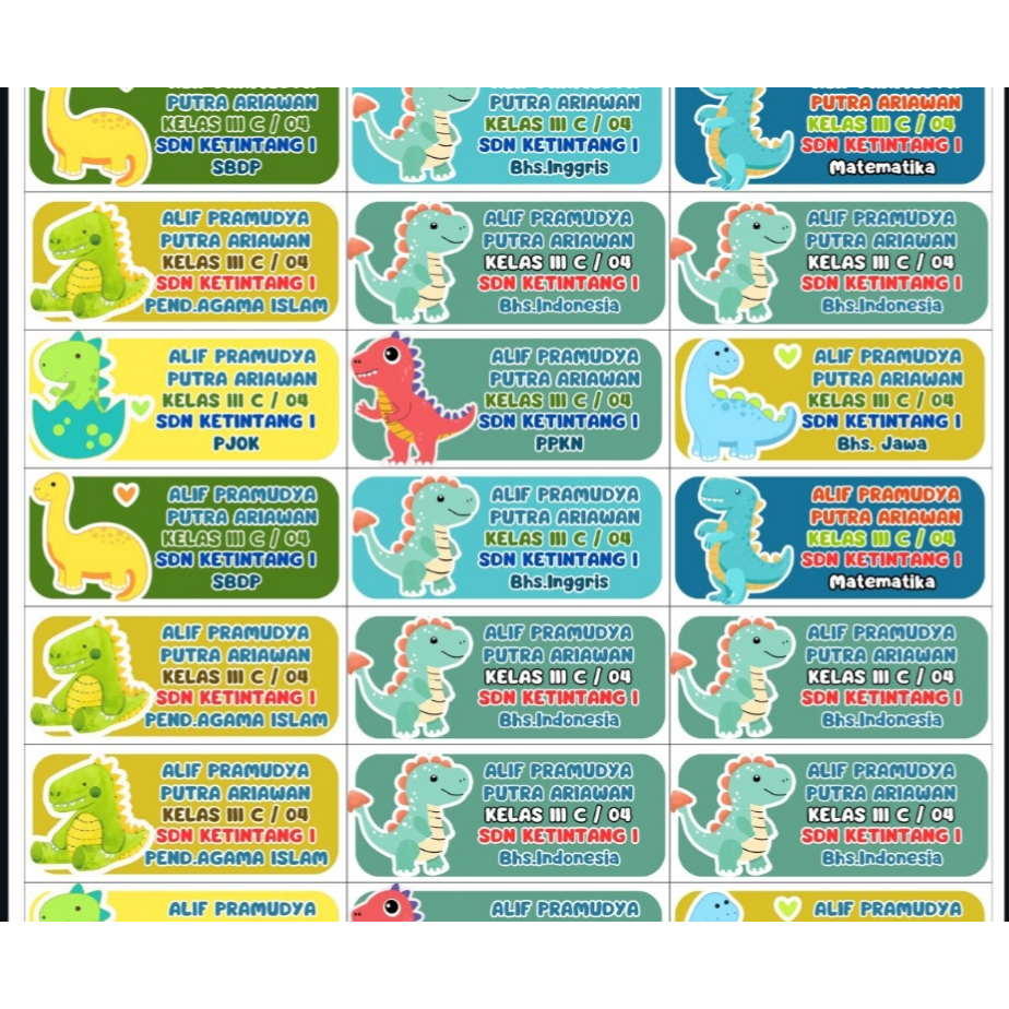 

Label nama sticker anak sekolah