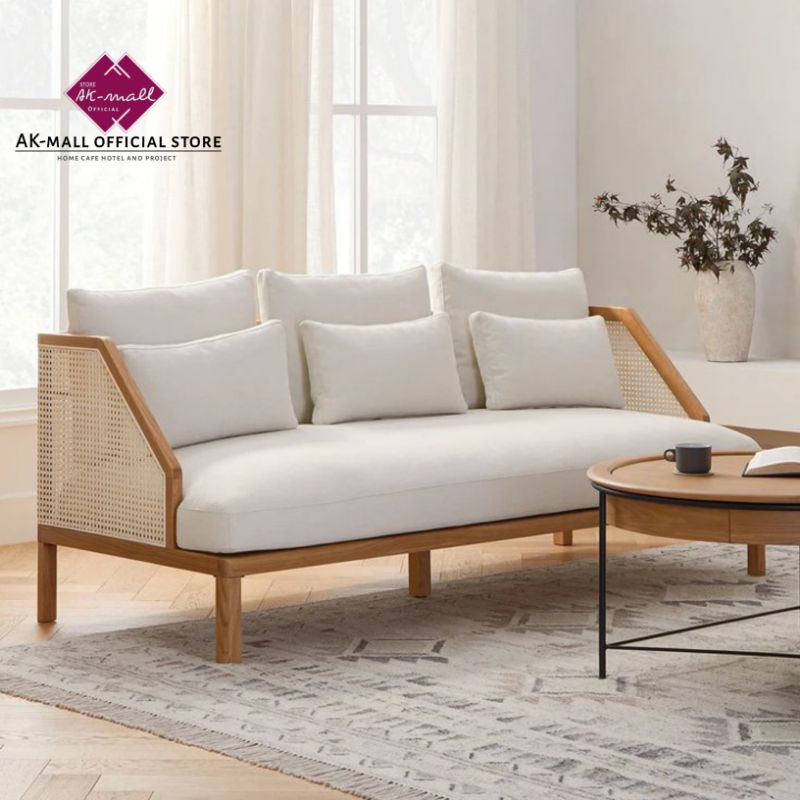 Sofa ruang tamu sofa tv sofa 3 seater  kayu jati anyaman rotan asli mewah