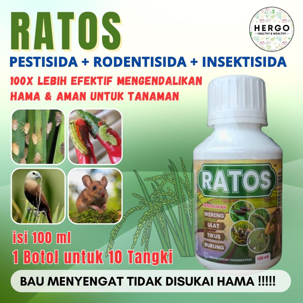RATOS Pestisida, Insektisida Mengatasi Hama Wereng, Tikus, Burung & Ulat Grayak