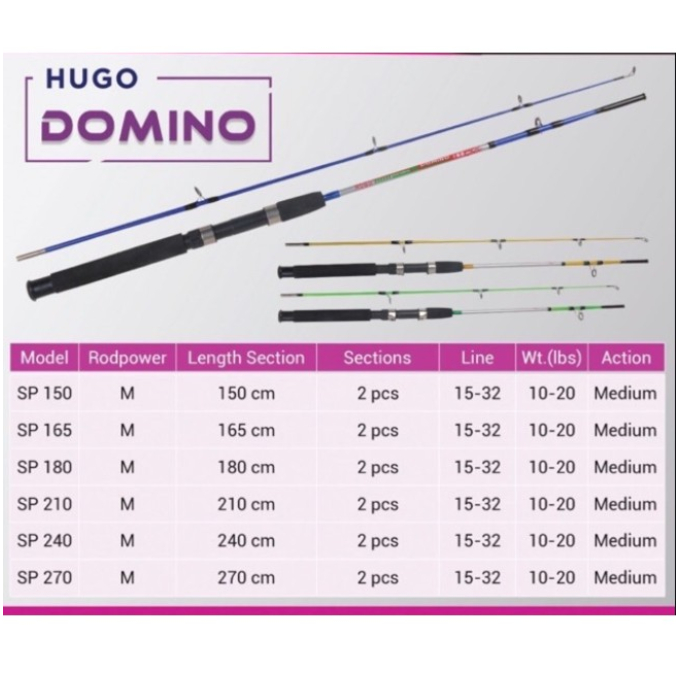 Joran Pancing Hugo Domino Fiber Solid Sambung 2