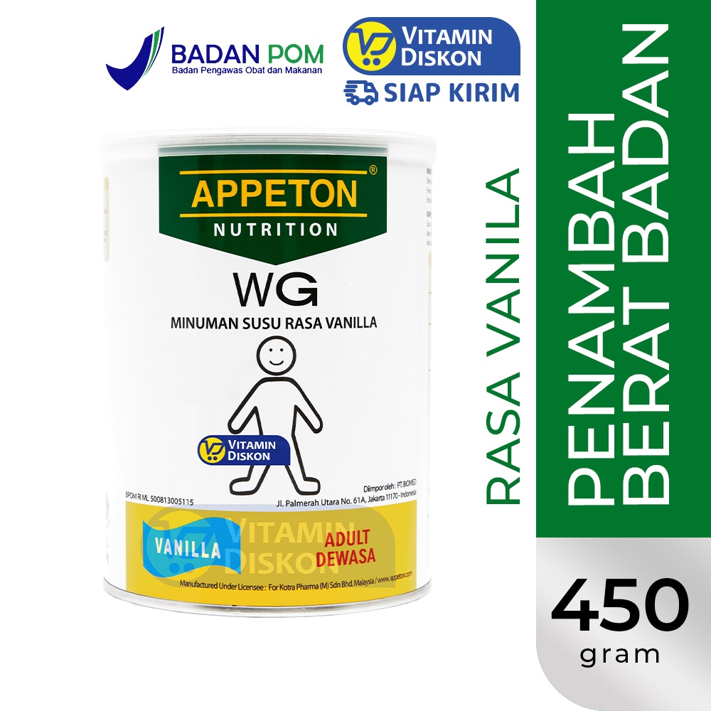 Appeton Weight Gain Rasa Vanilla 450 Gr | Susu Formula Multivitamin Dan Mineral Penambah Berat Badan