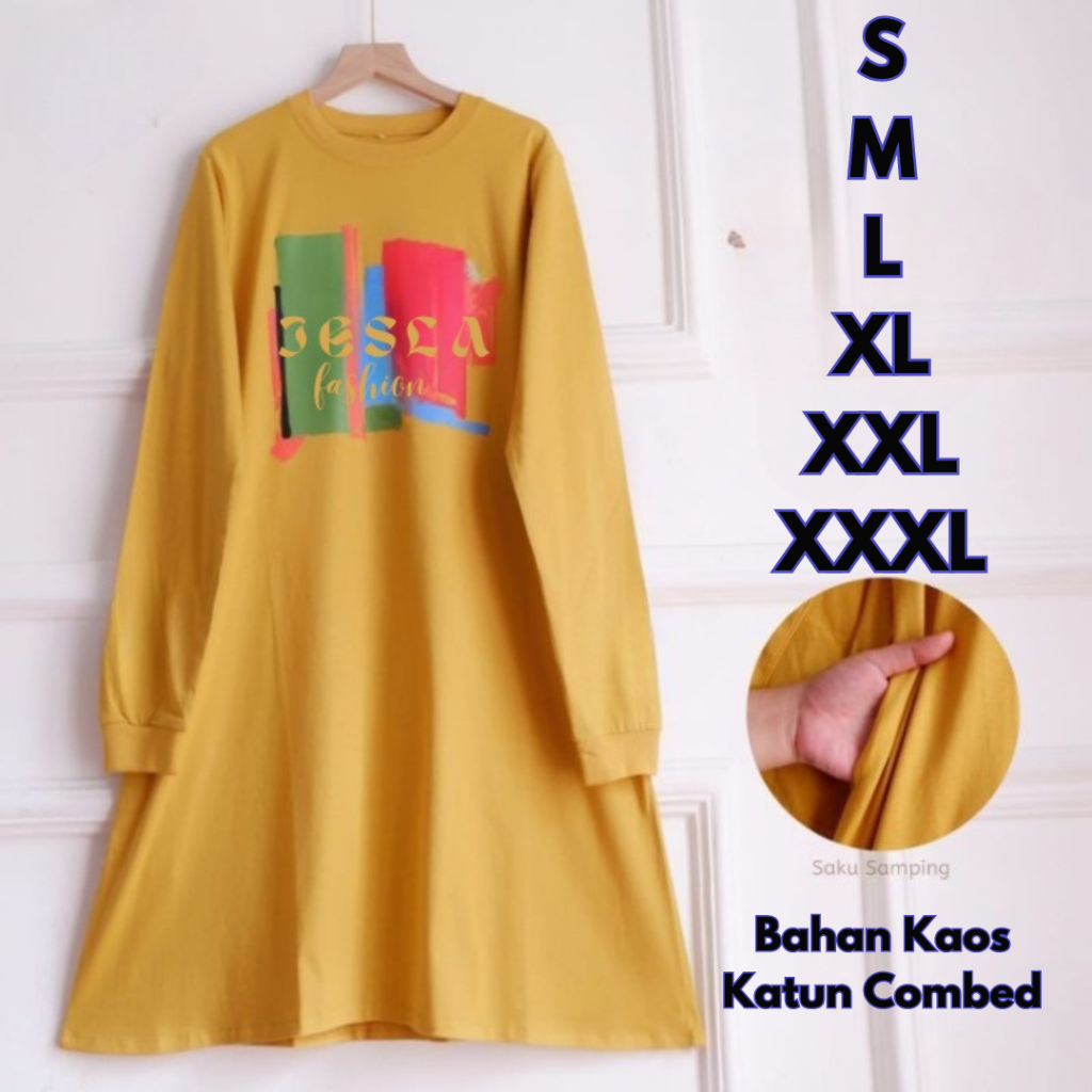 Tunik Kaos Jumbo Import Zola Tunik BO Size S M L XL XXL XXXL Bahan Kaos Katun Combed Aplikasi Sablon