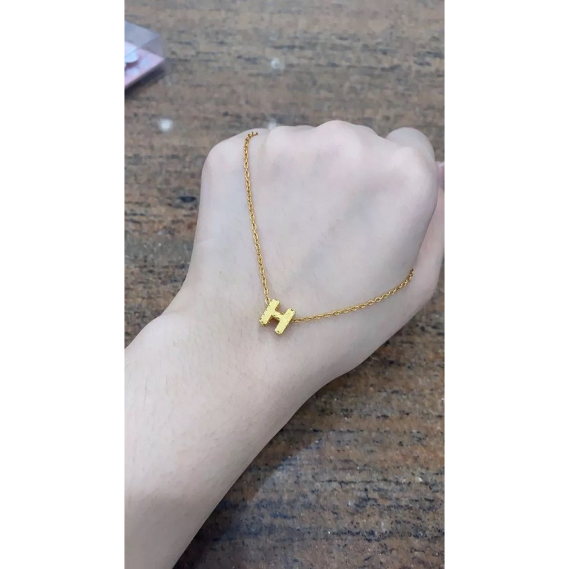 Kalung Set Liontin Huruf H Emas Asli Kadar 700