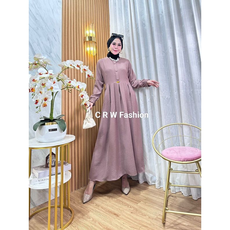 CHANDRA 02 Gamis Wanita Crinkle Airflow Gamis Rempel Bawah Dress Crinkle Abaya Murah Gamis Terlaris