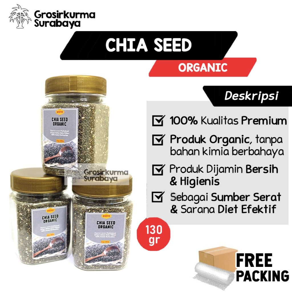 

CHIA SEED Kemasan Toples 130gr Organic Premium Chiaseed Asli Untuk Detox Diet Sehat JSR Zaidul Akbar