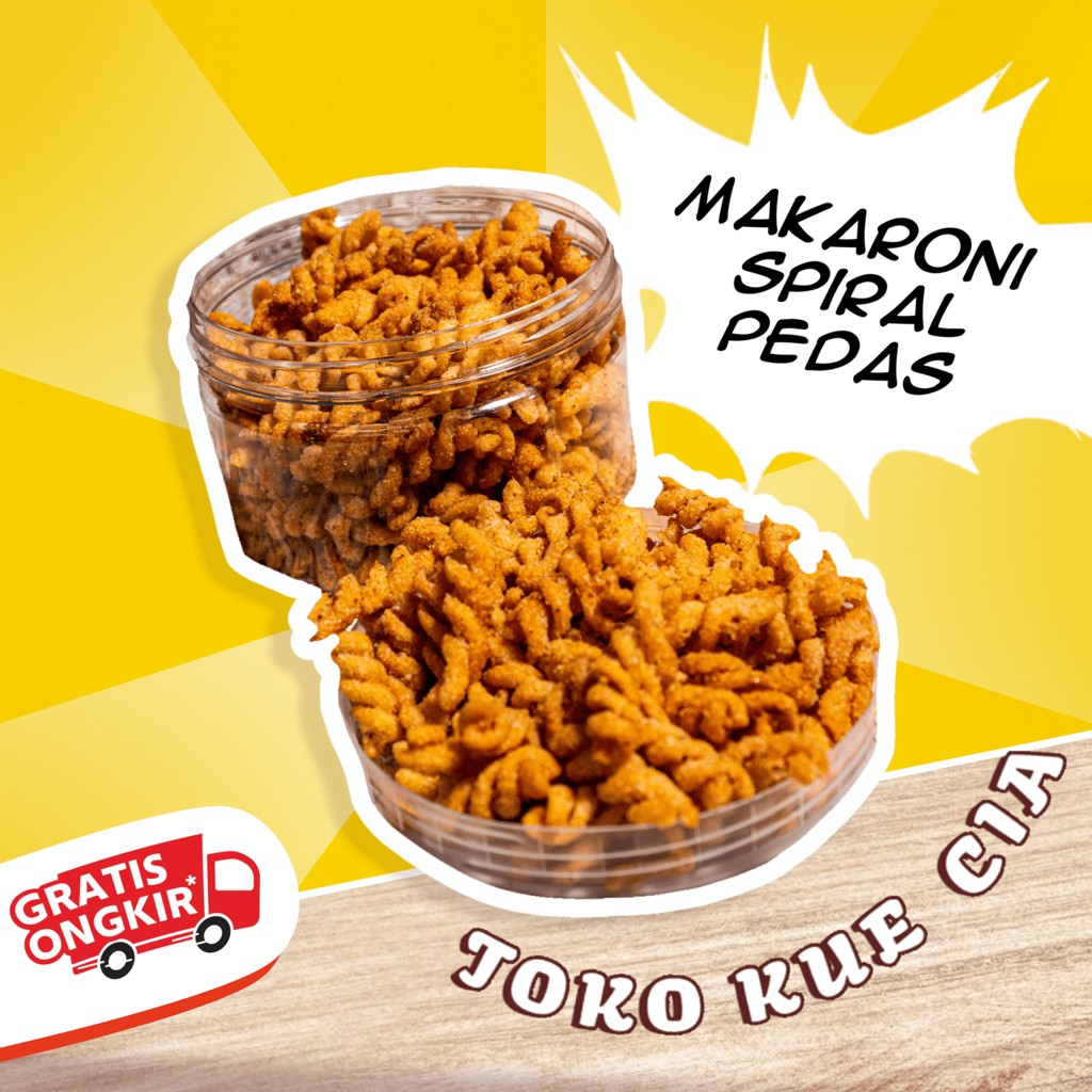 

1KG MAKARONI SPIRAL PEDAS - Makanan Kering Kiloan / Makaroni Spiral Kering Pedas by Toko Cia