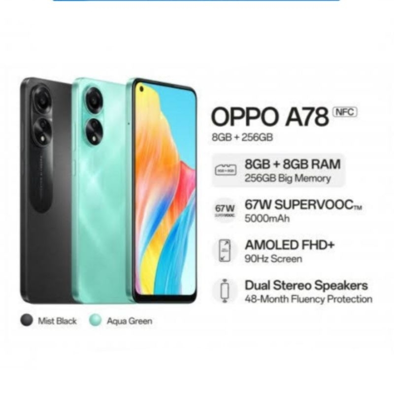 HP OPPO A78 4G 8/256 GB - OPPO A78 4G RAM 8GB ROM 256GB GARANSI RESMI