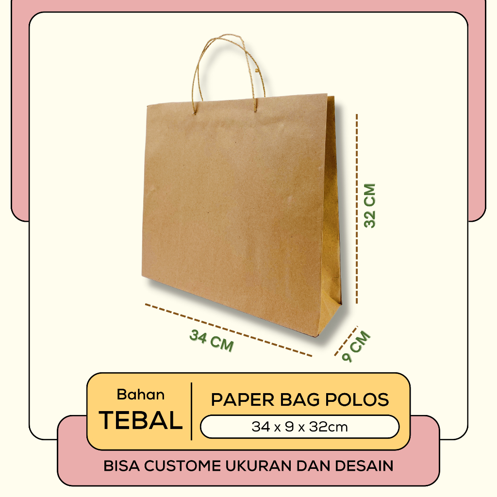 

Paperbag / Paper bag polos / Paperbag Souvenir ukuran 34 x 9 x 32 cm