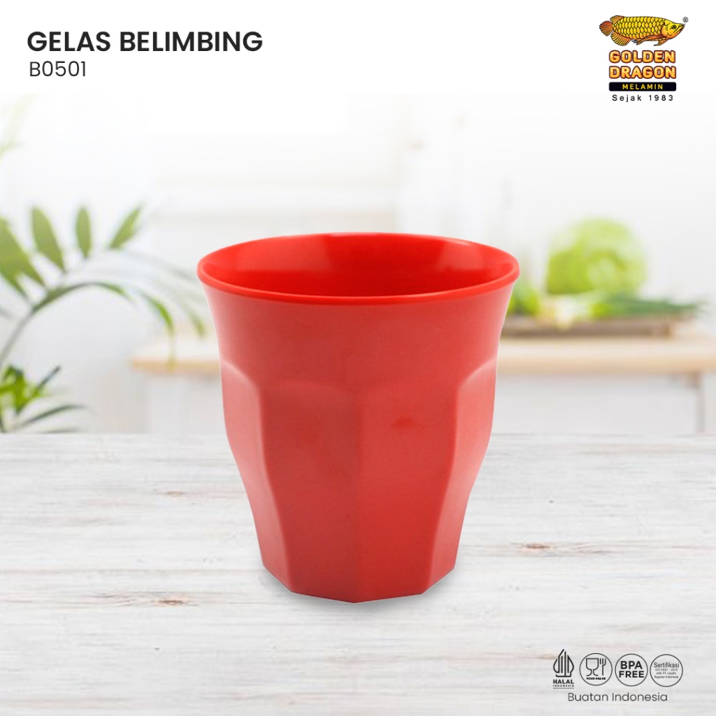Arwana Houseware Gelas Belimbing Merah (280 ml) B0501 - Golden Dragon Melamine