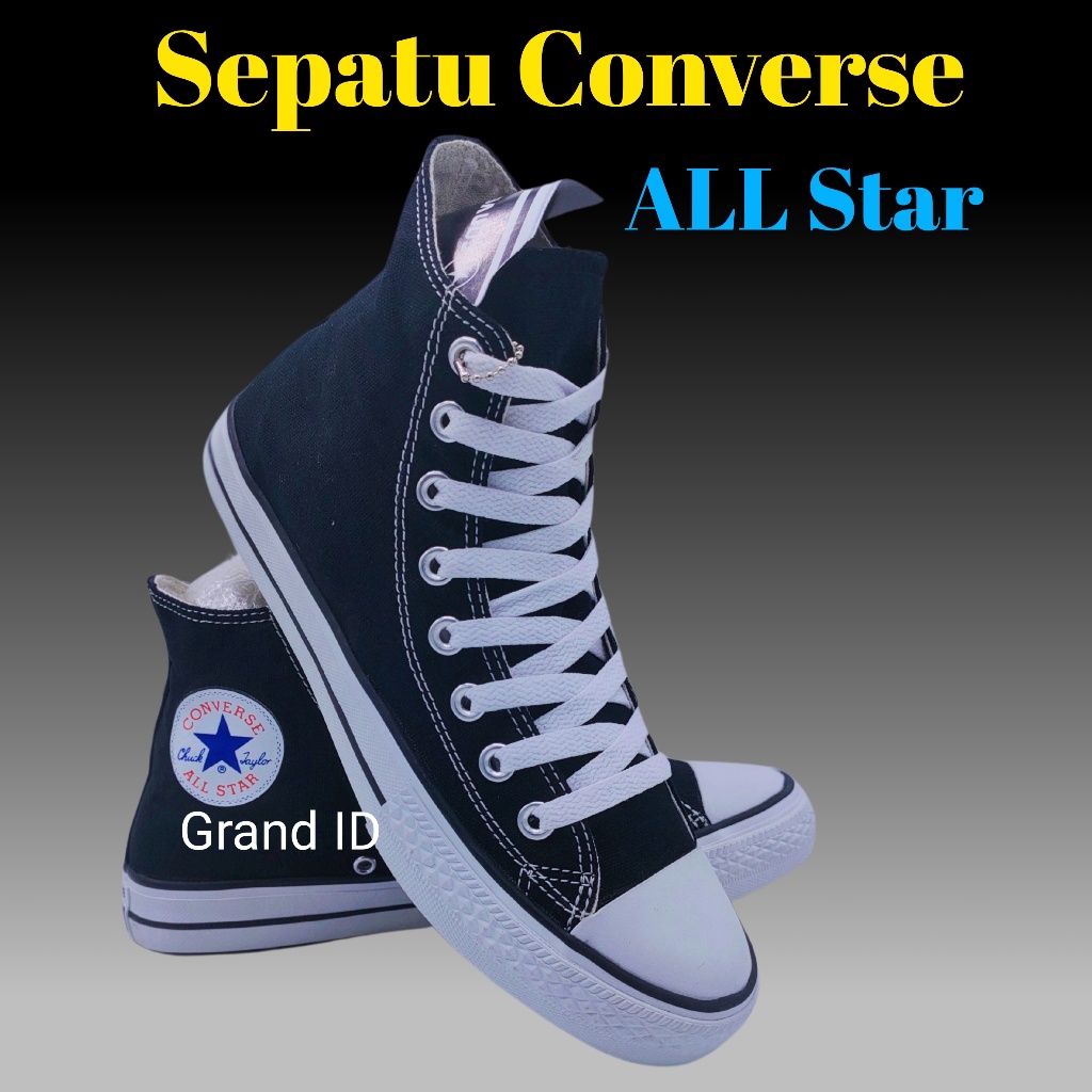 Sepatu Pria  Converse All star Hitam Putih Tinggi