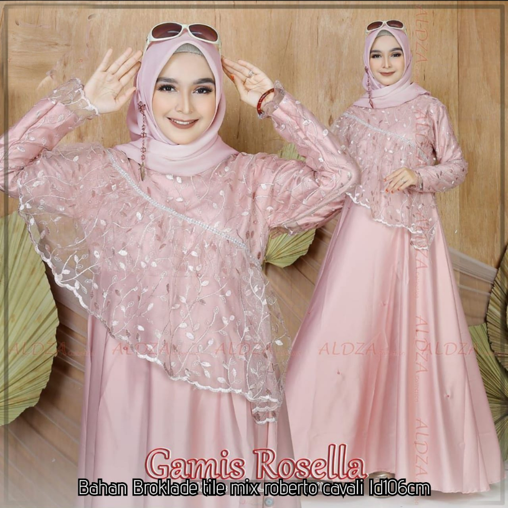 KEKINIAN - Gamis Modern Brokat Tulle Rosella Dress Muslim Terbaru Brokat Premium Maxy Tulle Mutiara 