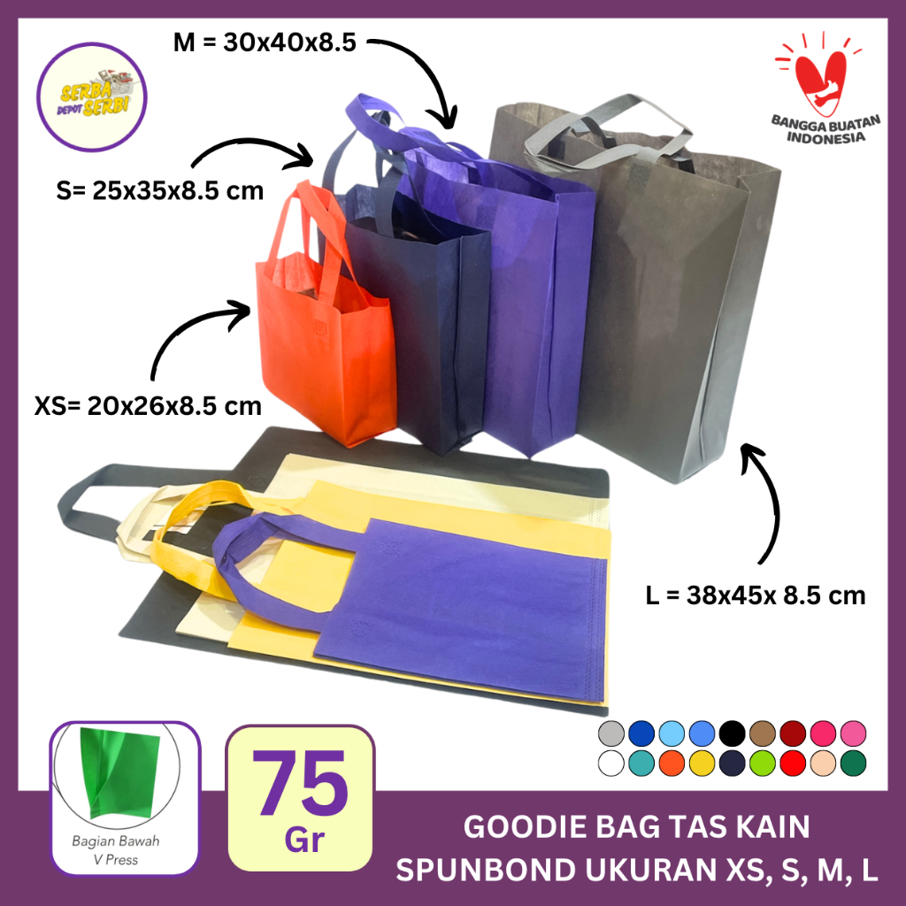 

Tas Spunbond 75gsm Tote Goodie Bag Tali Handle 20x26 25x35 30x40 38x45 Souvenir Wedding Hajatan