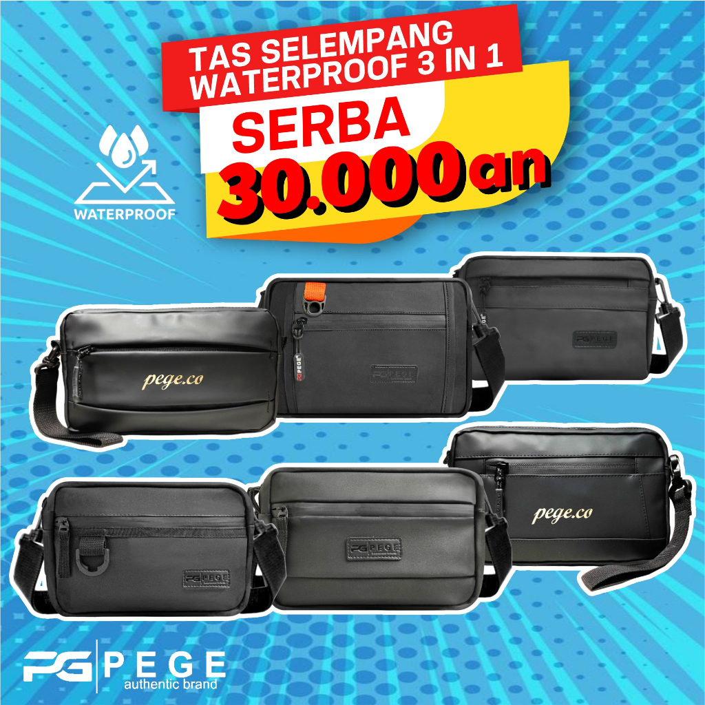 Tas Slempang Pria Promo Serba 30 Ribuan PEGE Selempang 3in1 Waterproof - PG 30K