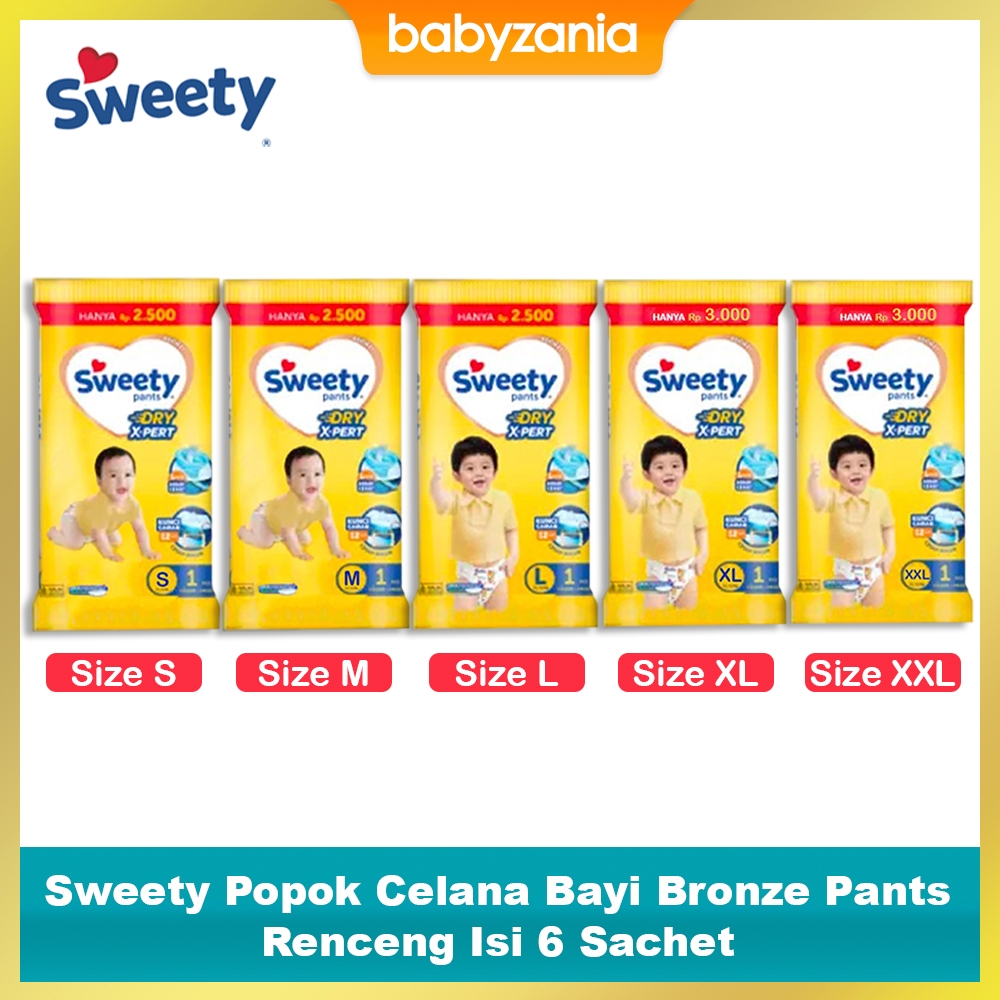 Sweety Popok Bayi Bronze Pants Renceng 1 Sachet 6 pcs SIze S M L XL XXL
