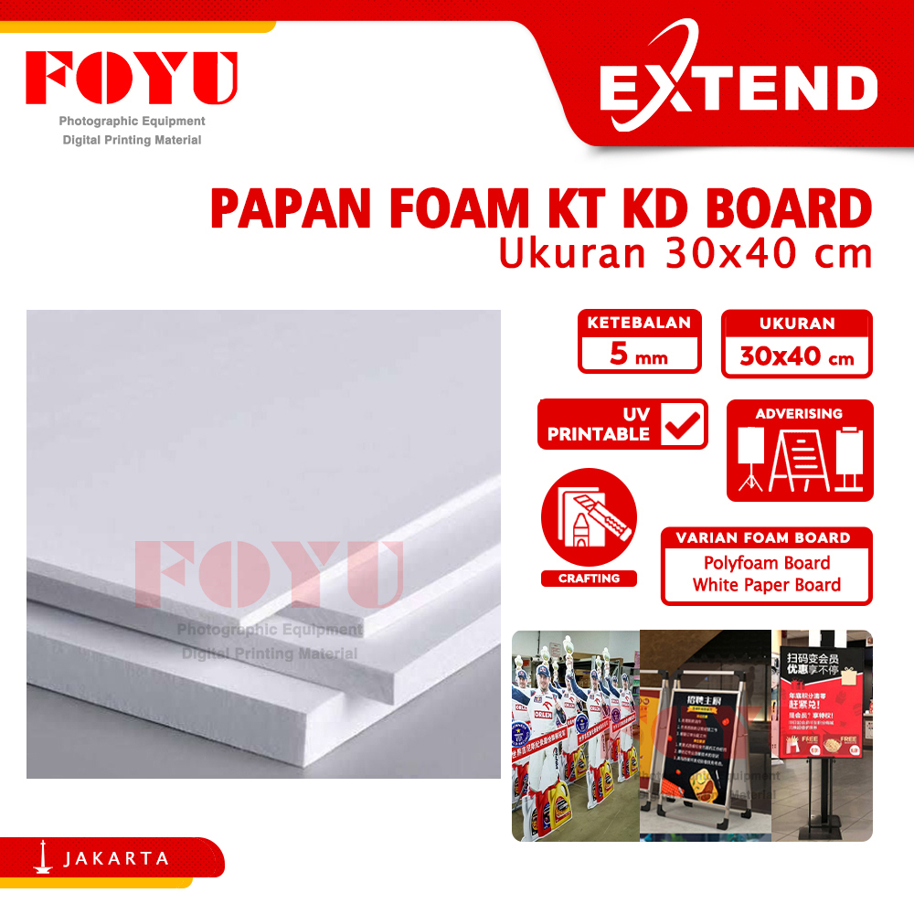 

Papan Poly Foam KT KD Paper Kertas Board Busa Banner Poster 30 x 40 cm