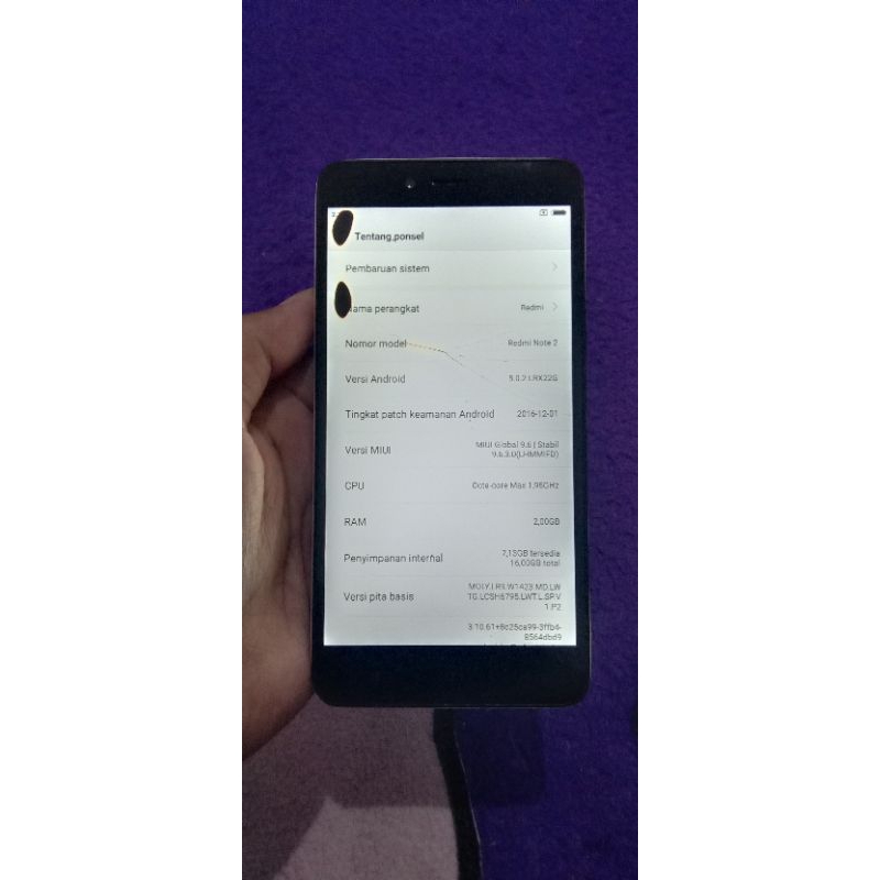 Hp android murah ram 2/16GB jar 4G LTE Xiomi note 2 masih layak pake minus cek deskripsi