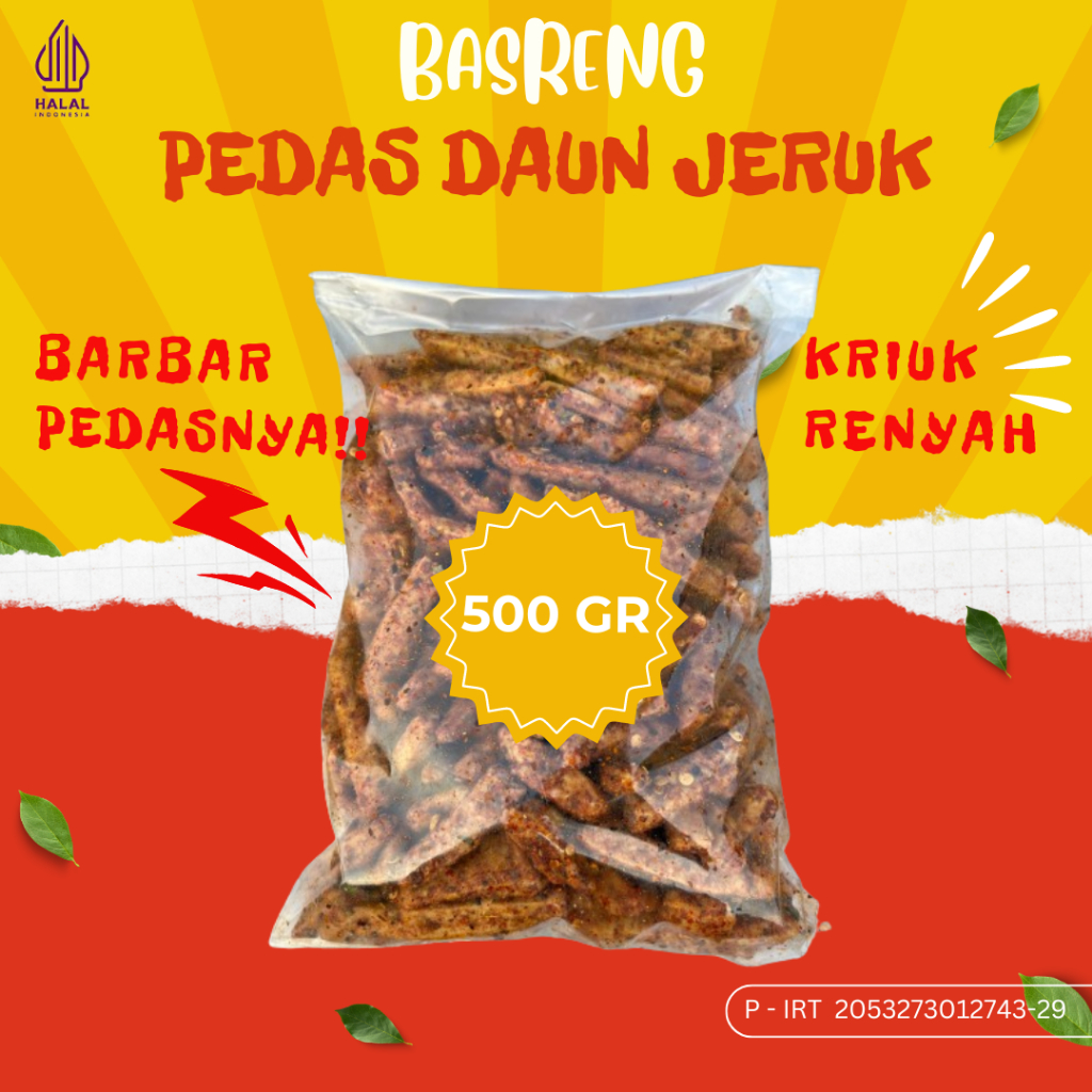 

Basreng Pedas Daun Jeruk TERBARBAR MURAH 500 GRAM by Basreng Gerengseng