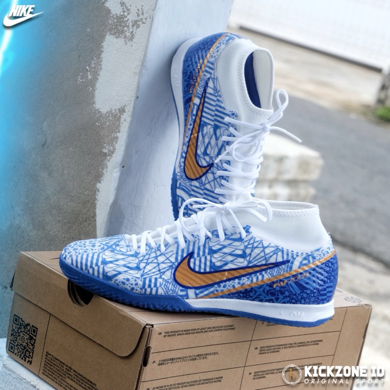 Sepatu Futsal Nike Zoom Superfly 9 Academy CR7 IC - White Blue DQ5312182 Original BNIB