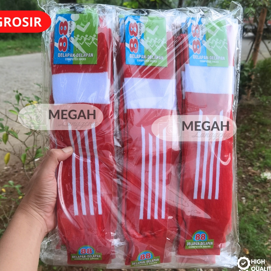 KODE C84L 12 PASANG KAOS KAKI SEPAK BOLA MERAH  KAOS KAKI BOLA PANJANG WARNA MERAH  KAOS KAKI FUTSAL