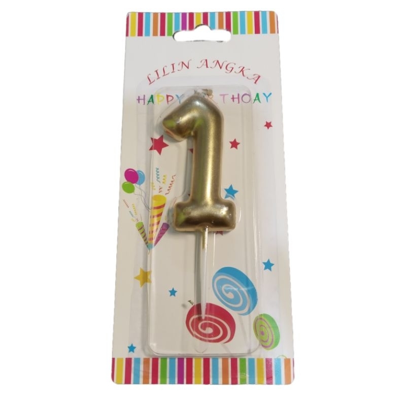 Lilin Chrome Angka 1 Gold