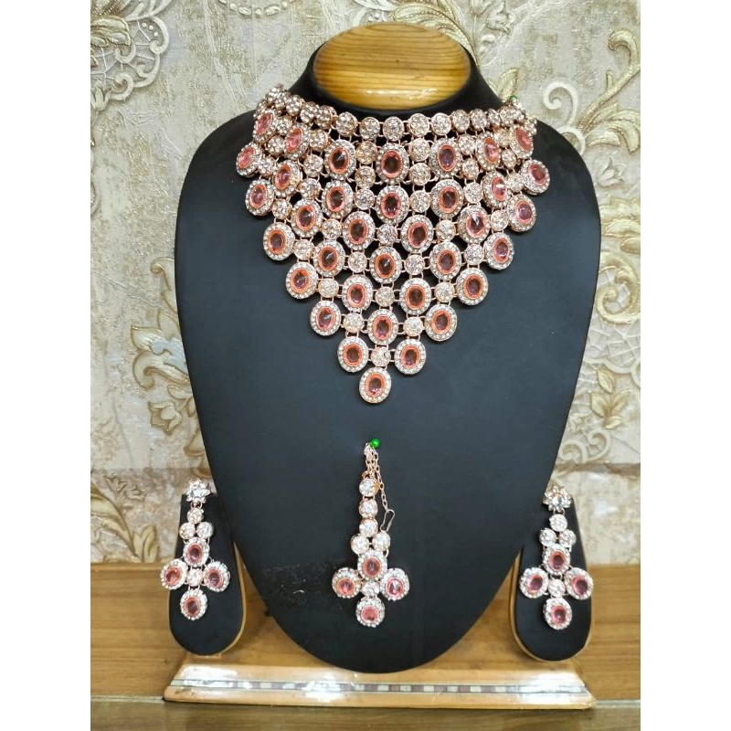 #TjM227 Choker Set Aksesoris Perhiasan Pesta Pengantin Pernikahan Perkawinan Jodha Akbar India Ashok
