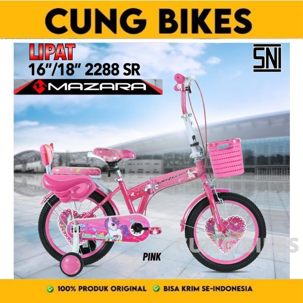 Sepeda Lipat Anak MAZARA 2288 SR Ukuran 16 dan 18 Inch Boncengan kokoh BY PACIFIC BIKE