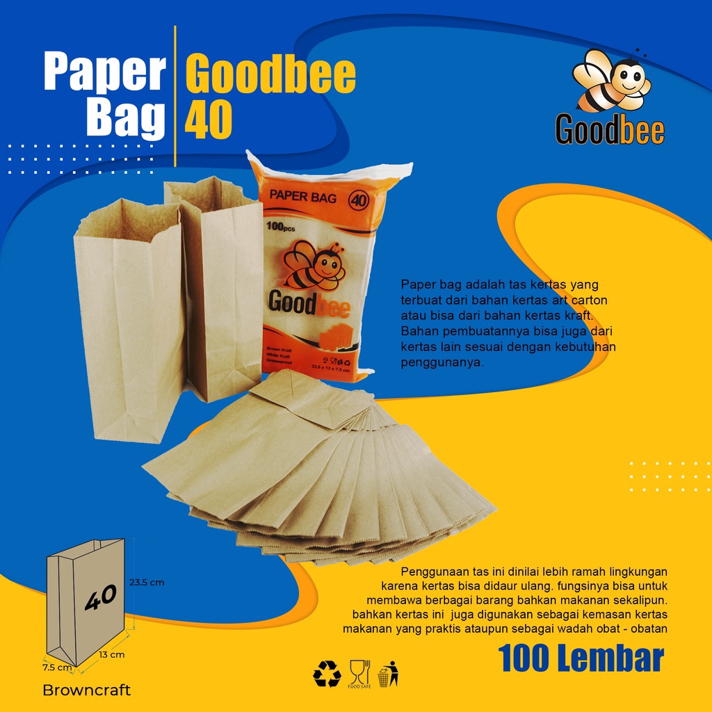 

Terlaris Goodbee Paper Bag 4 BROWN Medium Kantong Kertas Goodbee 1pcs