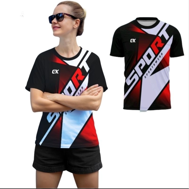 Cod Kaos Training Wanita Jumbo Setelan Badminton Bulutangkis Cewek Kaos Voli Wanita Jersey Futsal Je