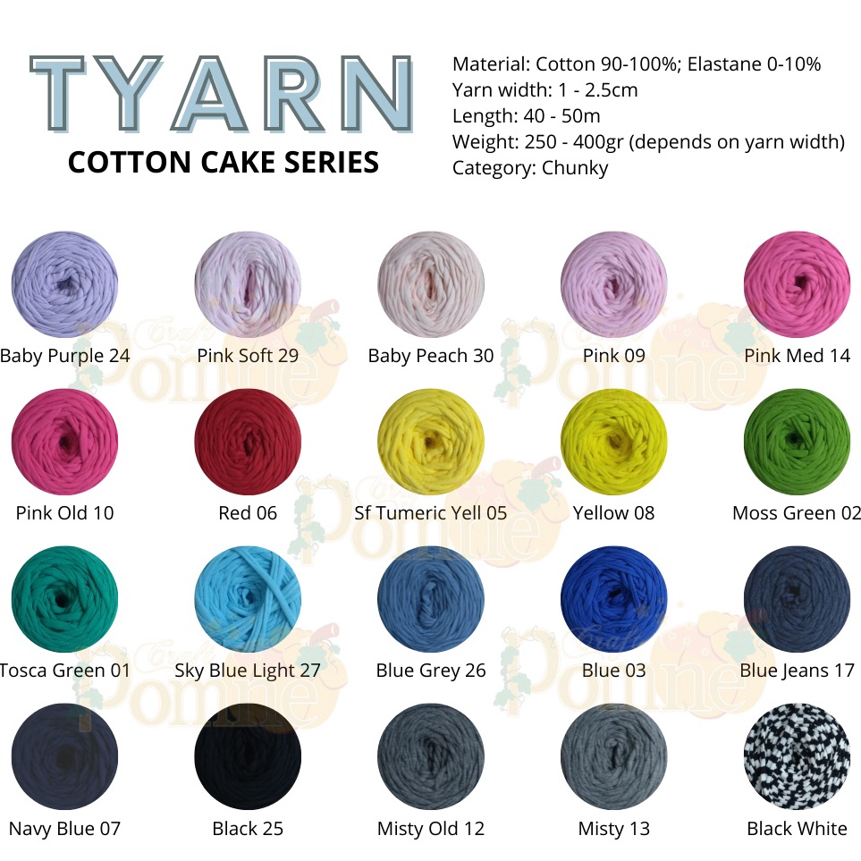 Tshirt Yarn  Benang Tyarn Tshirt yarn  Benang Rajut Kaos  Cotton Cake Series