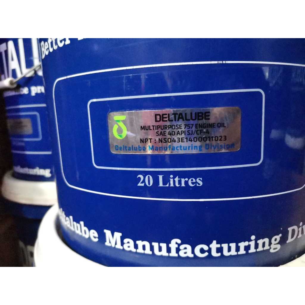 Oli Deltalube Multipurpose Sae 40 @20Lt / Pail / Diesel / Solar / Kemasan 20lt