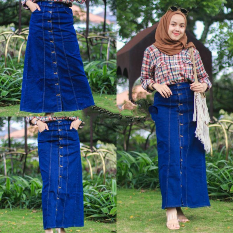 R0K JEANS KANCING PLAT //ROK JEANS SPAN //ROK JEANS KANCING //ROK JEANS WANITA //ROK JEANS PANJANG//