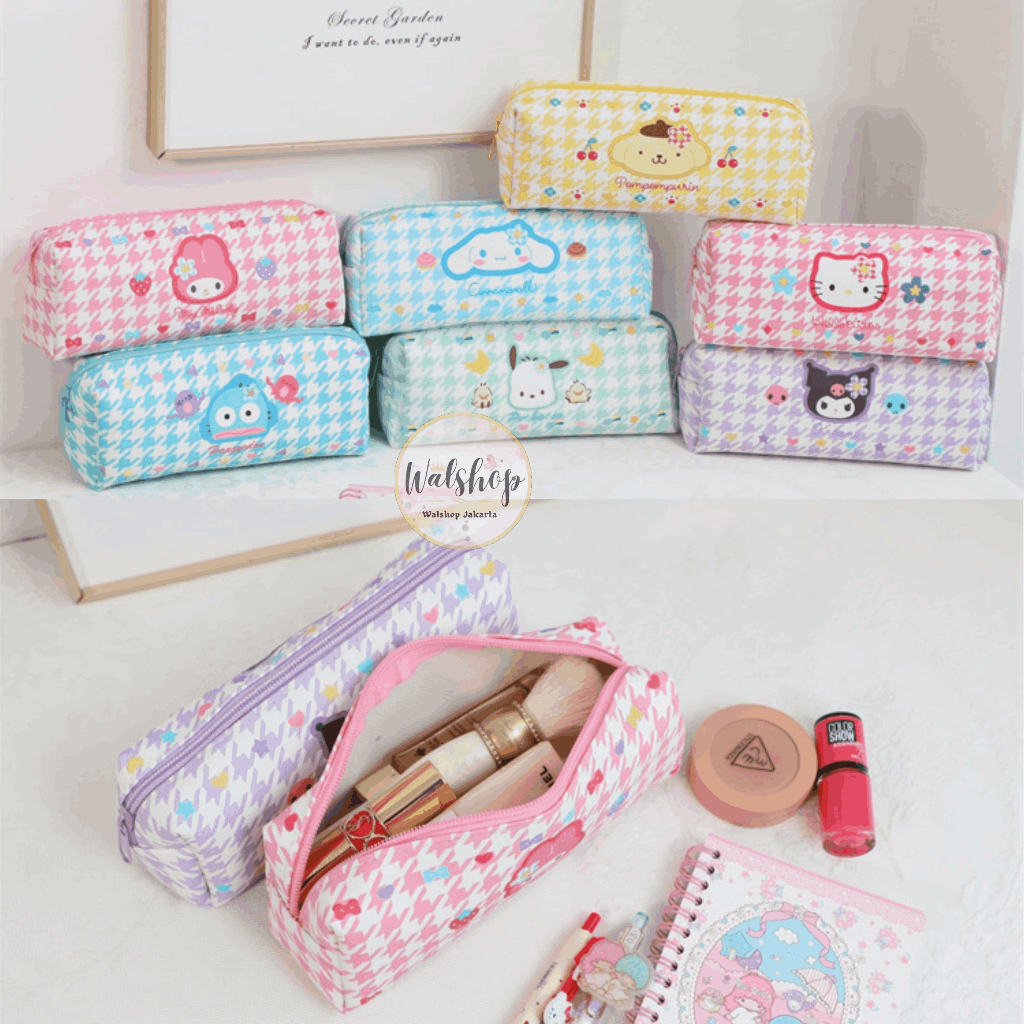 

Walshop - Tempat Pensil Sanrio Tas Alat Tulis Cinnamoroll Kuromi Melody Pochacco Pompurin HK Motif- TP008