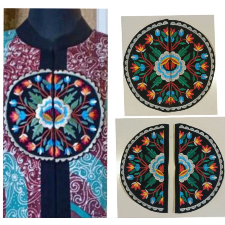 ART Y24S Aplikasi Bunga Bulat Tempel Jahit Renda Gamis