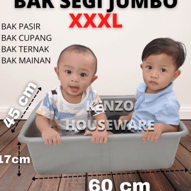 PROMO MURAH Bak Segi Abu Taiwan 6x45x17CM Bak Segi Jumbo Besar Ukuran XL Box Pasir Baskom Segi Bak B