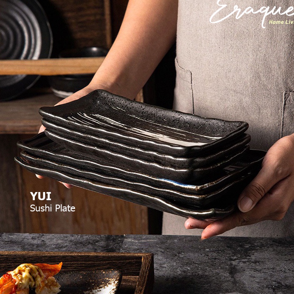 Yui Japanese Sushi Plate  Piring Saji Makan Sushi Dimsum Keramik Jepang  Japanese Ceramic Long Plate