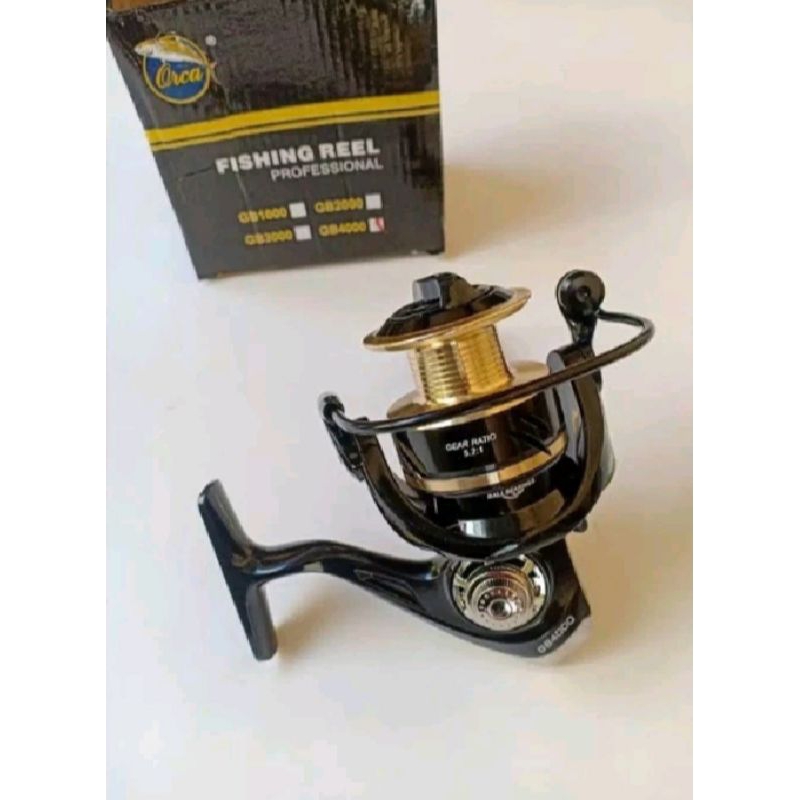 REEL SPINNING ORCA JAGUAR POWER HANDLE UKURAN 1000 WARNA HITAM GOLD
