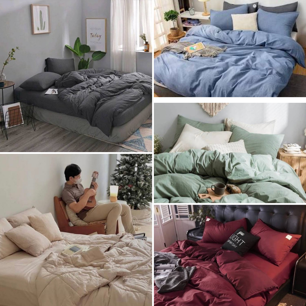 SWEETLY SPREI BEDCOVER 1 SET POLOS (+TAS) Bedcover Set Polos/Bedcover+Sprei Motif Polos Satu Warna