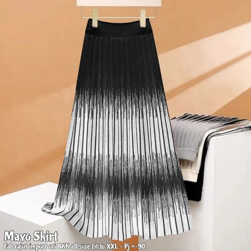 MAYO SKIRT ROK PANJANG KNIT RAJUT GRADASI OMBRE IMPORT BANGKOK BKK
