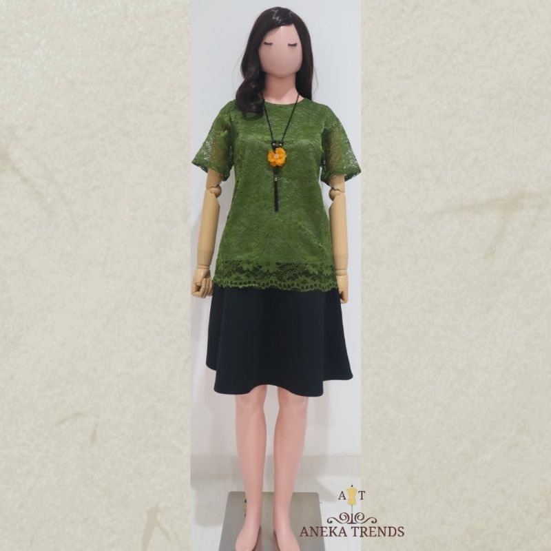 Atasan Brukat Hijau Army