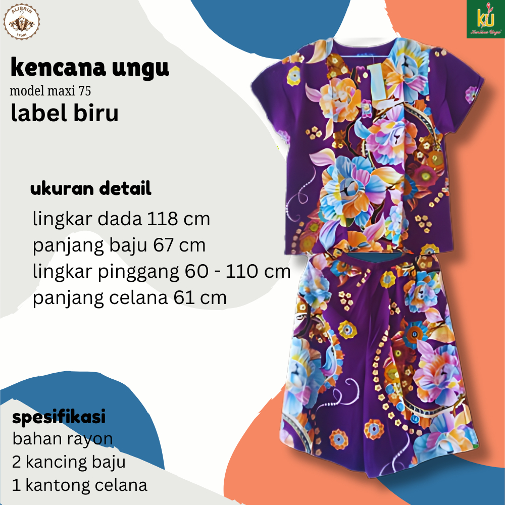 Setelan Kencana Ungu Label Biru
